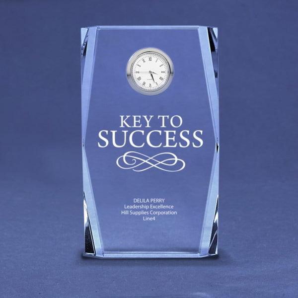 Silver Accent Crystal Award Clock - Tall