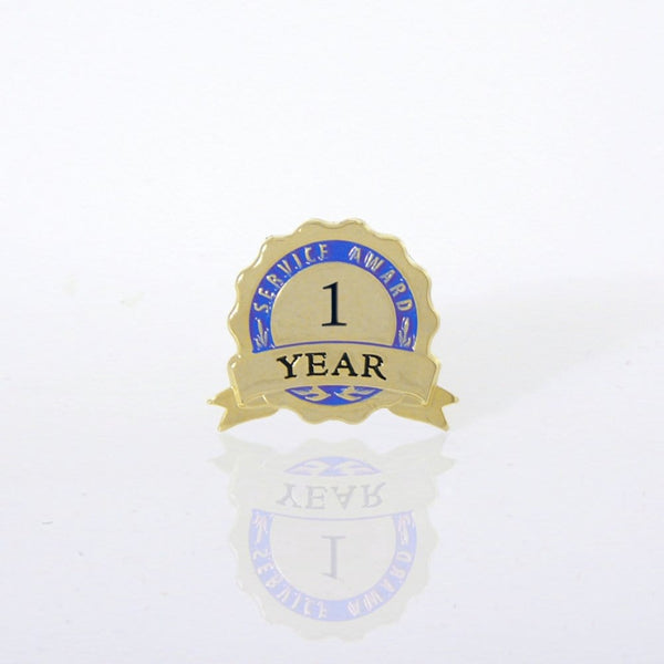 Anniversary Lapel Pin - Service Award Blue Ribbon Blue