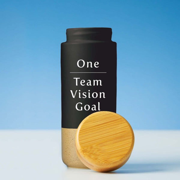 Custom: Minimalist Ceramic & Bamboo Tumbler - One Team, Vision, Goal