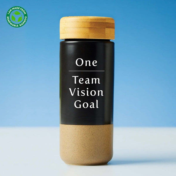 Custom: Minimalist Ceramic & Bamboo Tumbler - One Team, Vision, Goal