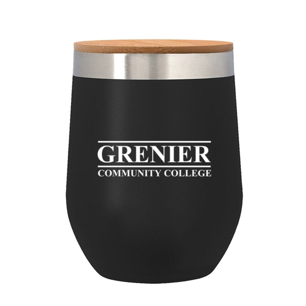 Add Your Logo:12 oz. Wine Stainless Tumbler with Bamboo Lid - disco