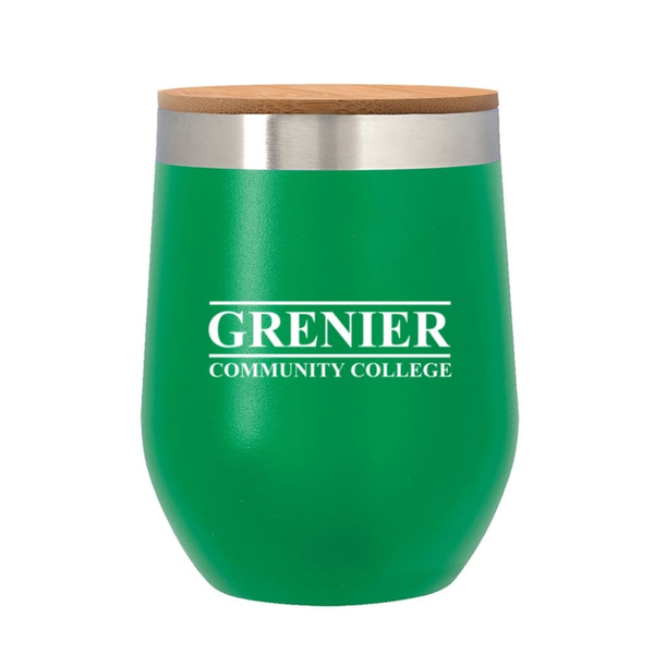 Add Your Logo:12 oz. Wine Stainless Tumbler with Bamboo Lid - disco