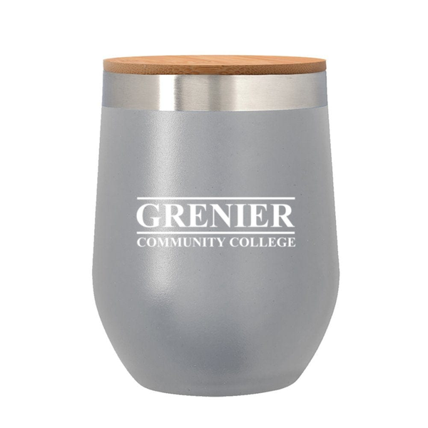 Add Your Logo:12 oz. Wine Stainless Tumbler with Bamboo Lid - disco