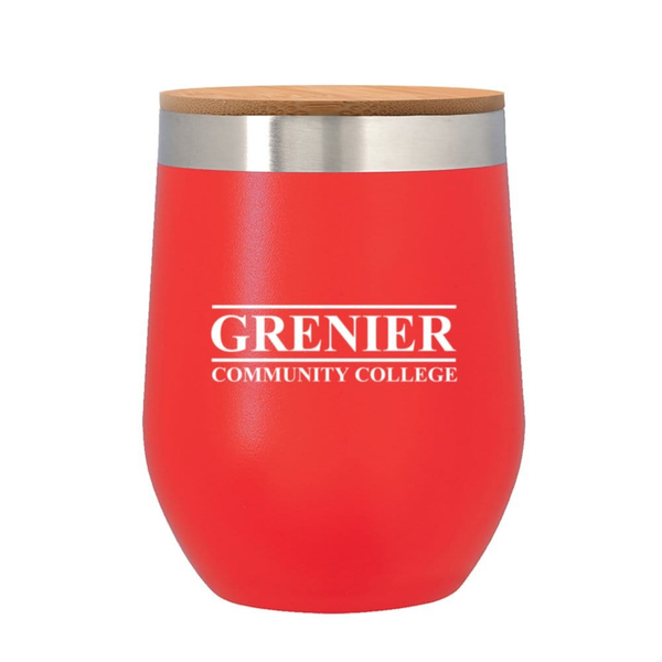 Add Your Logo:12 oz. Wine Stainless Tumbler with Bamboo Lid - disco