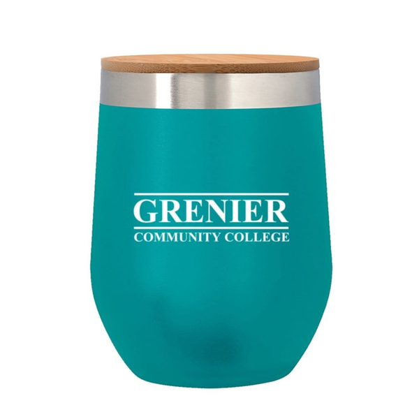 Add Your Logo:12 oz. Wine Stainless Tumbler with Bamboo Lid - disco