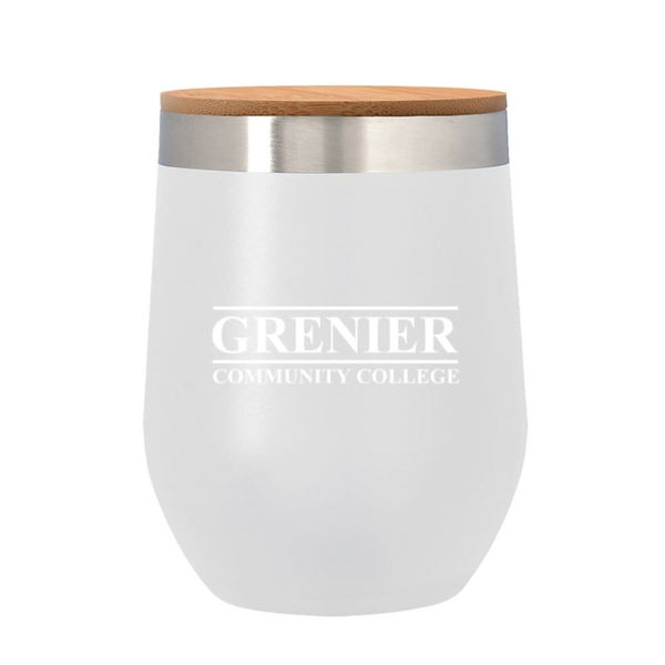 Add Your Logo:12 oz. Wine Stainless Tumbler with Bamboo Lid - disco