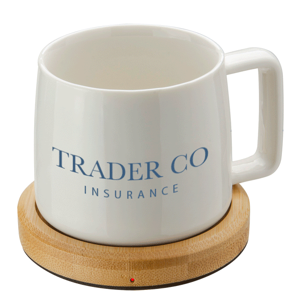 Add Your Logo: Cozy Morning Bamboo Mug & Warmer Set