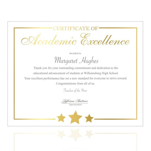 Foil Certificate Paper - Star Accent - Academic Excellence