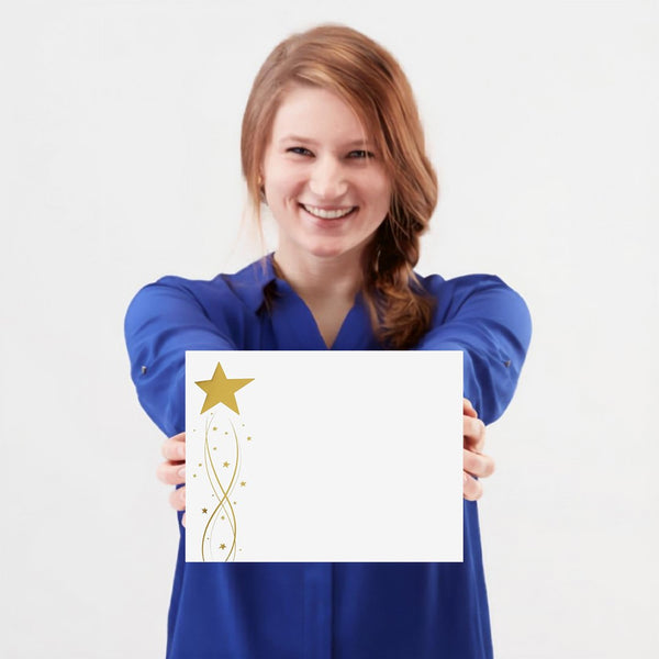 Foil-Stamped Certificate Paper - Gold Shooting Star - 50pk