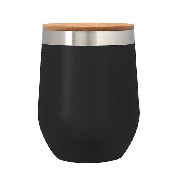 Add Your Logo:12 oz. Wine Stainless Tumbler with Bamboo Lid - disco