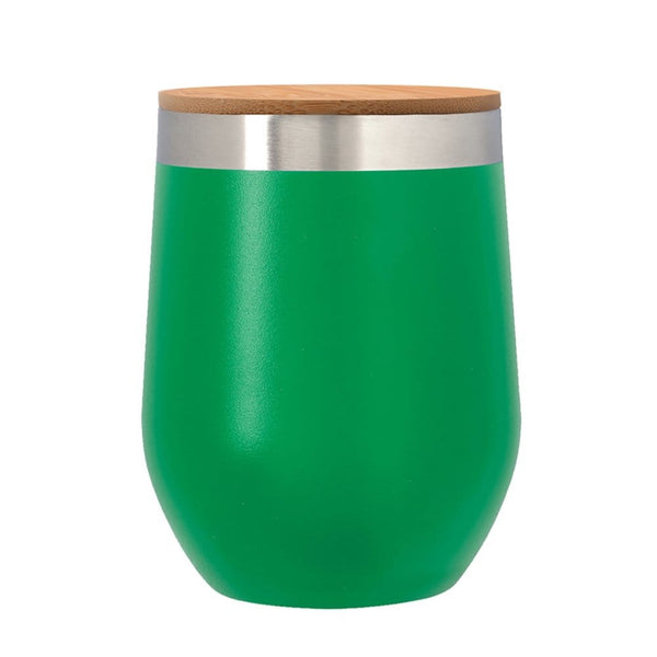 Add Your Logo:12 oz. Wine Stainless Tumbler with Bamboo Lid - disco
