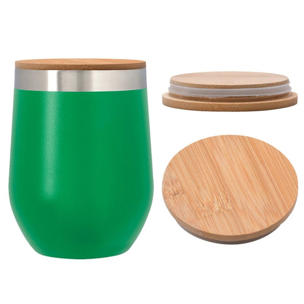 Add Your Logo:12 oz. Wine Stainless Tumbler with Bamboo Lid - disco
