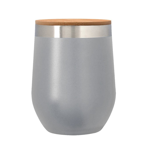 Add Your Logo:12 oz. Wine Stainless Tumbler with Bamboo Lid - disco