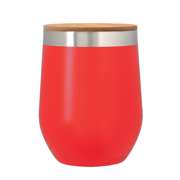 Add Your Logo:12 oz. Wine Stainless Tumbler with Bamboo Lid - disco