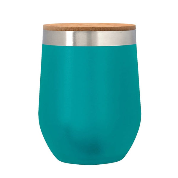 Add Your Logo:12 oz. Wine Stainless Tumbler with Bamboo Lid - disco