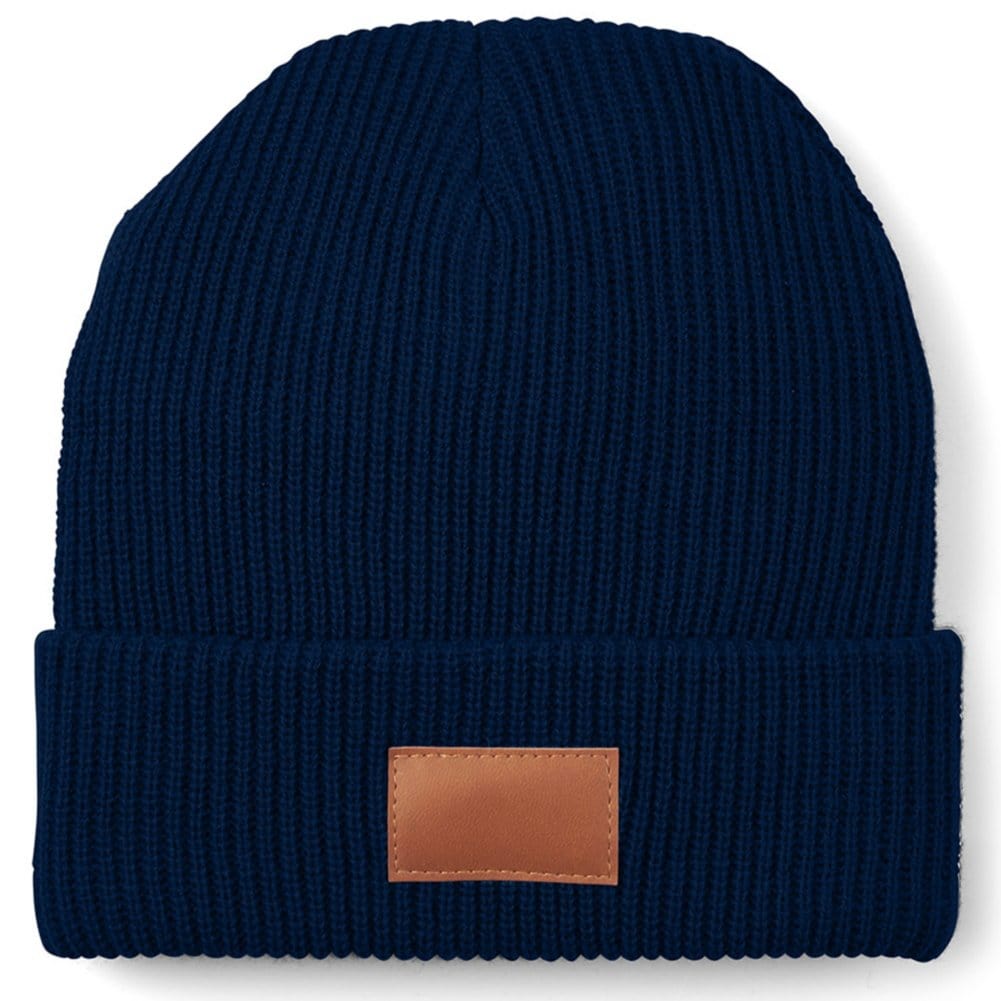 Add Your Logo: Ribbed Knit Beanie with Faux Leather Patch – Baudville Add Your Logo: Ribbed Knit Beanie with Faux Leather Patch – Baudville