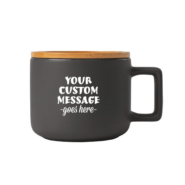 12 oz Ceramic Cafe Mug with Lid, customizable branded home & garden > kitchen & dining > tableware > drinkware > mugs, front 