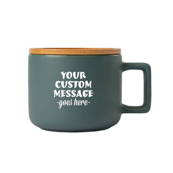 12 oz Ceramic Cafe Mug with Lid, customizable branded home & garden > kitchen & dining > tableware > drinkware > mugs, front 