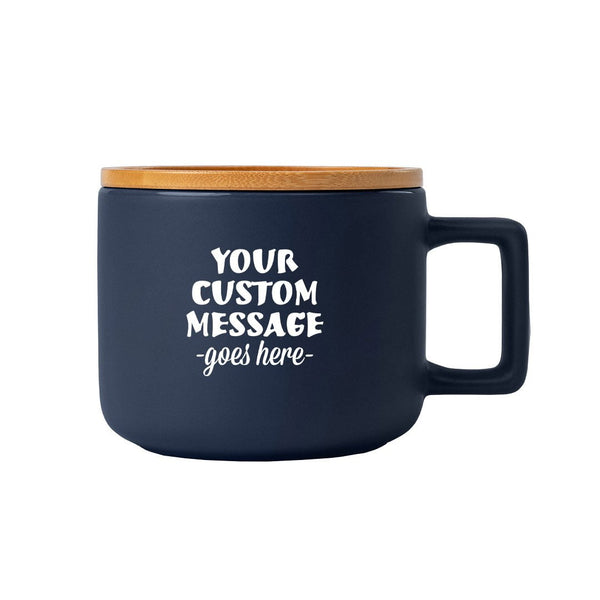 12 oz Ceramic Cafe Mug with Lid, customizable branded home & garden > kitchen & dining > tableware > drinkware > mugs, front 