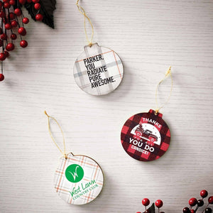 Custom: Holiday Wood Ornament -  Red/Green Plaid