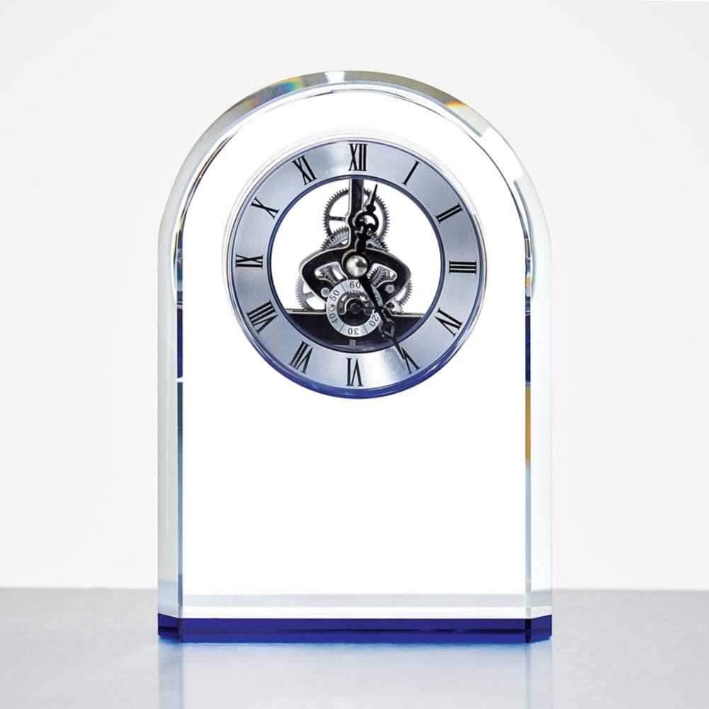 Blue Accent Arched Skeleton Clock – Baudville