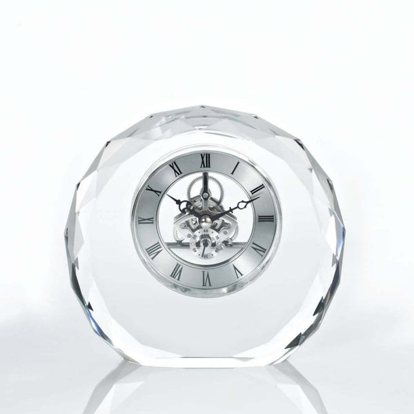 Executive Crystal Skeleton Clock - Beveled Circle