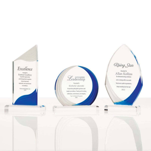 Frosted Blue Shimmer Acrylic Awards - Circle