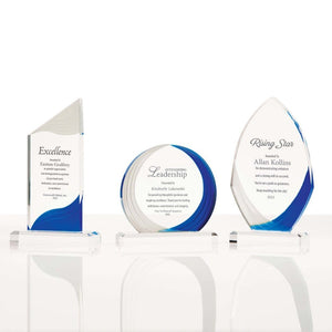 Frosted Blue Shimmer Acrylic Awards - Tower