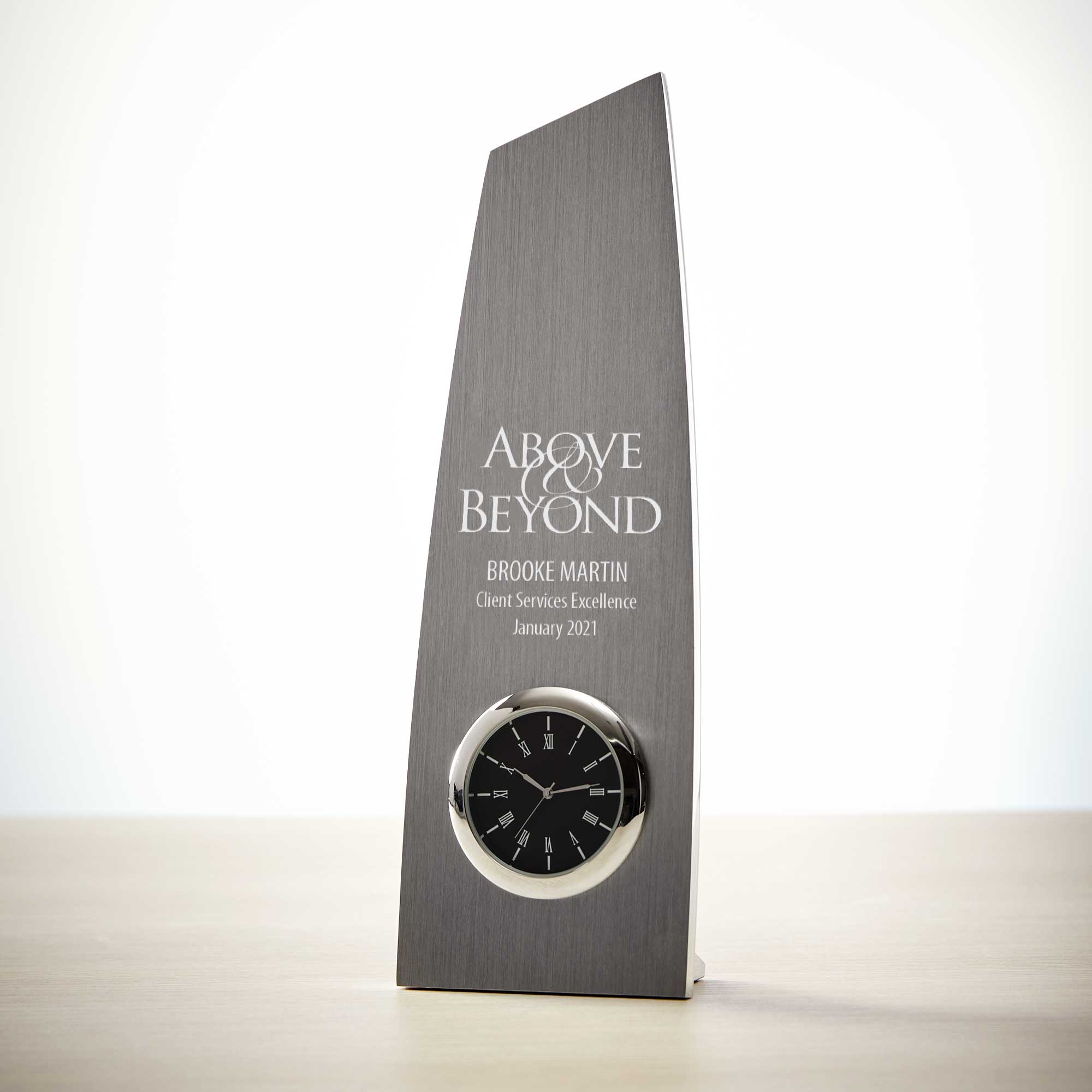 Towering Achievement Metal Clock Trophy