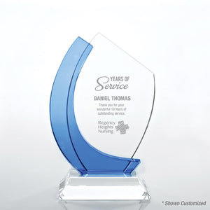 Crystal Light Blue Accent Trophy - Curved Edge