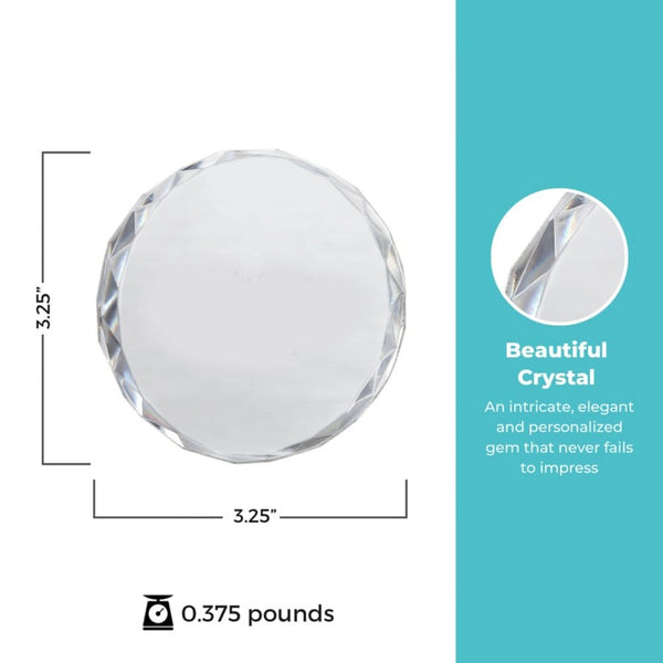 Radiant Crystal Paperweight - Small Circle, customizable branded office supplies > paper handling > paperweights, product ima