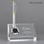 Contemporary Crystal Desktop Clock with Pen Holder