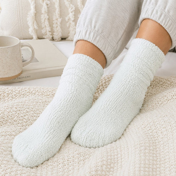 Cloud Nine Cozy Socks, customizable branded apparel & accessories > clothing > socks > crew socks, lifestyle view