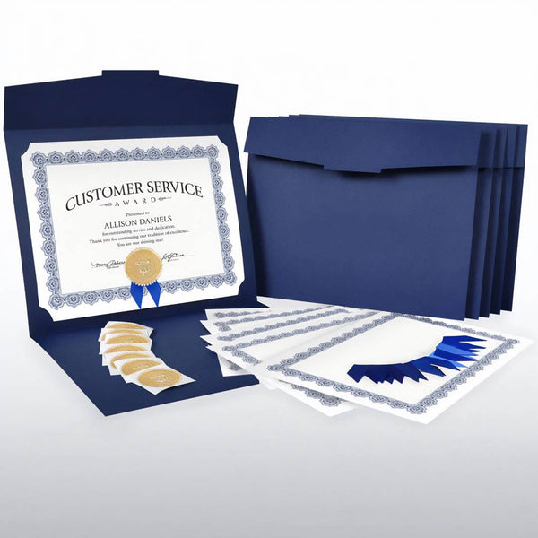 Certificate Paper Bundle - Royal Blue Scallop - 50pk