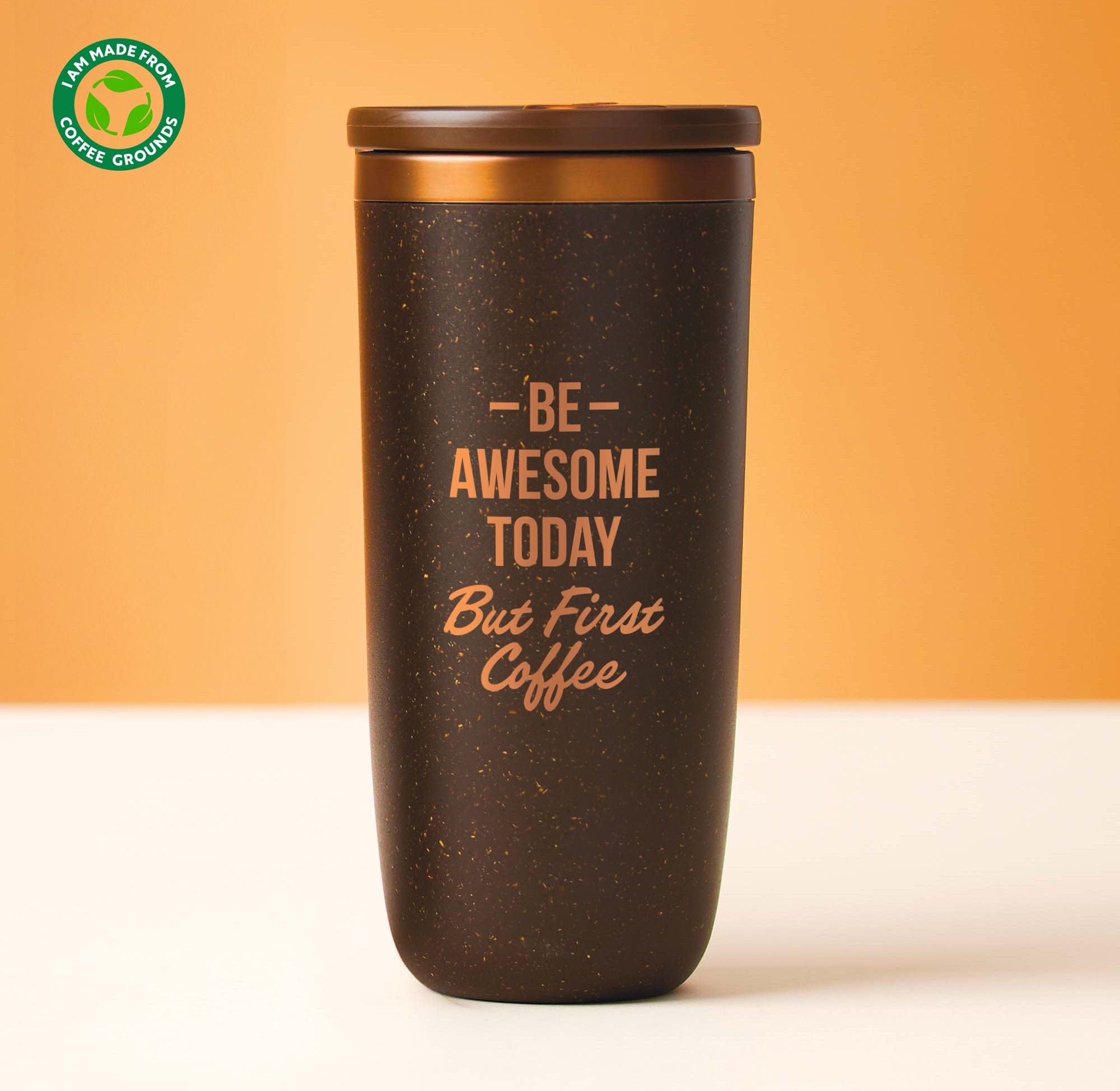 Cosmic Copper Coffee Tumbler - But First Coffee - Baudville