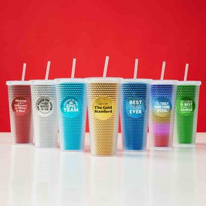 Star-Studded Metallic Travel Tumbler - Cheers to Our Epic Team