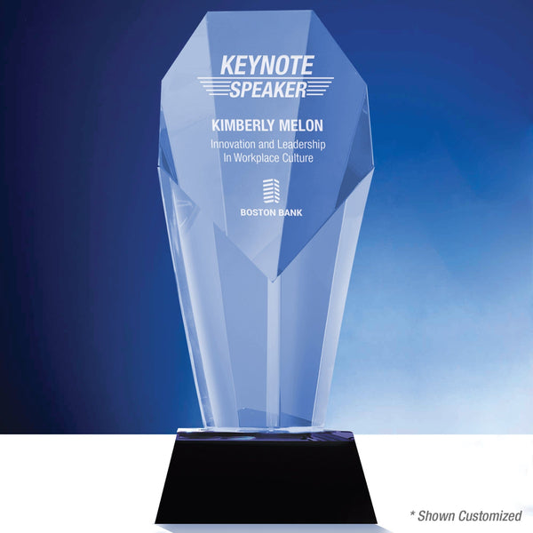 Spotlight Crystal Trophy with Blue Accent- Large
