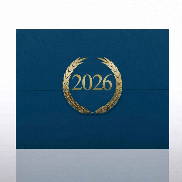 Foil-Stamped Certificate Folder - Laurels - 2026 - Blue