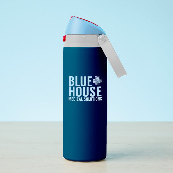 Add Your Logo: Tri Color Flip Top 24oz Stainless Water Bottle