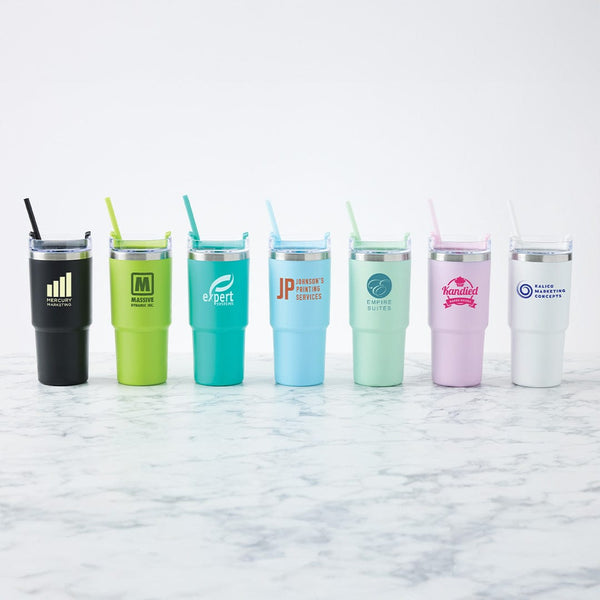 Add Your Logo: Value Line Color Pop Tumbler with Straw