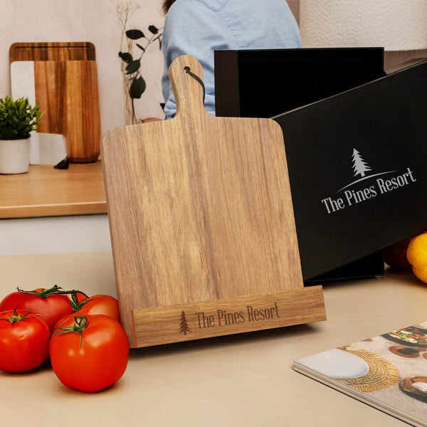 Add Your Logo: Acacia Wood Board & Holder Combo