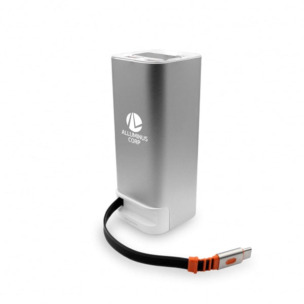 Add Your Logo: PowerHub 20,000 mAh Fast Tech Charger w/ Retractable Cable