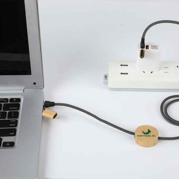 Add Your Logo: Bamboo Accent Charging Cable