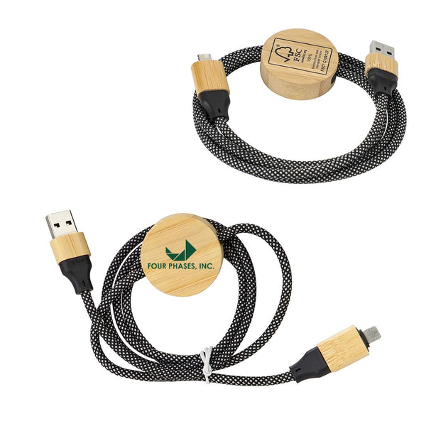 Add Your Logo: Bamboo Accent Charging Cable
