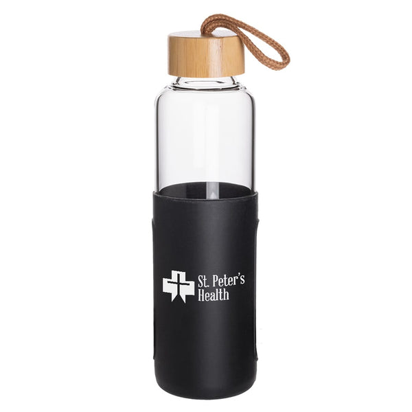Add Your Logo: 18oz Eden Glass Bottle w/ Bamboo Lid