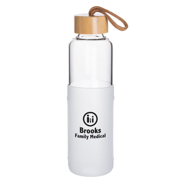 Add Your Logo: 18oz Eden Glass Bottle w/ Bamboo Lid