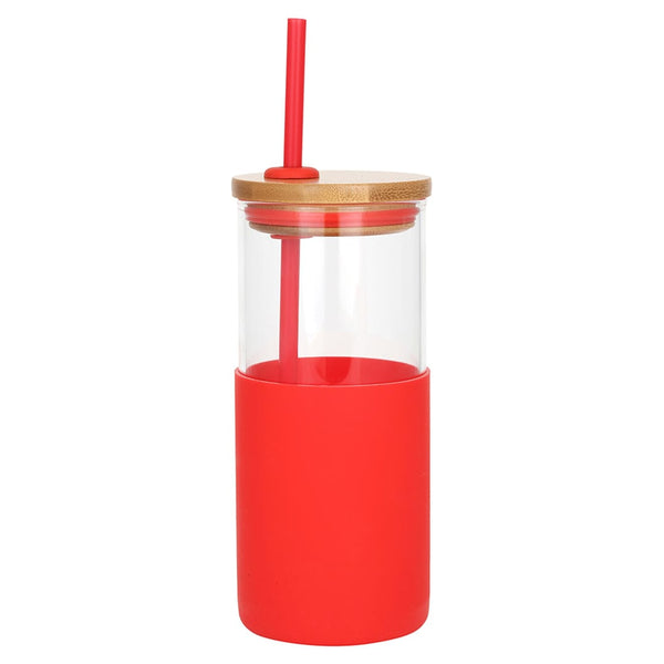 Add Your Logo: 18oz DeskSide Glass Cup with Bamboo Lid