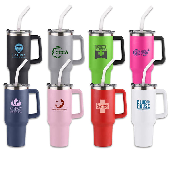 Add Your Logo: 40oz Big Day Insulated Travel Mug with Straw