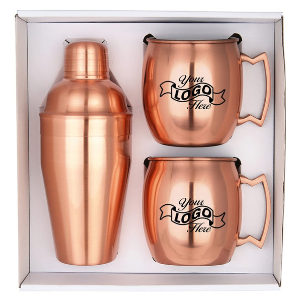 Add Your Logo: Cheers Copper Cocktail Gift Set