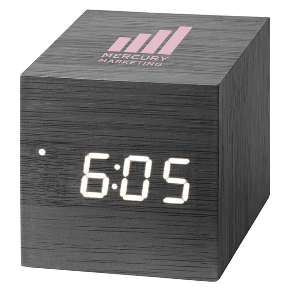 Add Your Logo: TimeWell Modern Cube Desk Clock